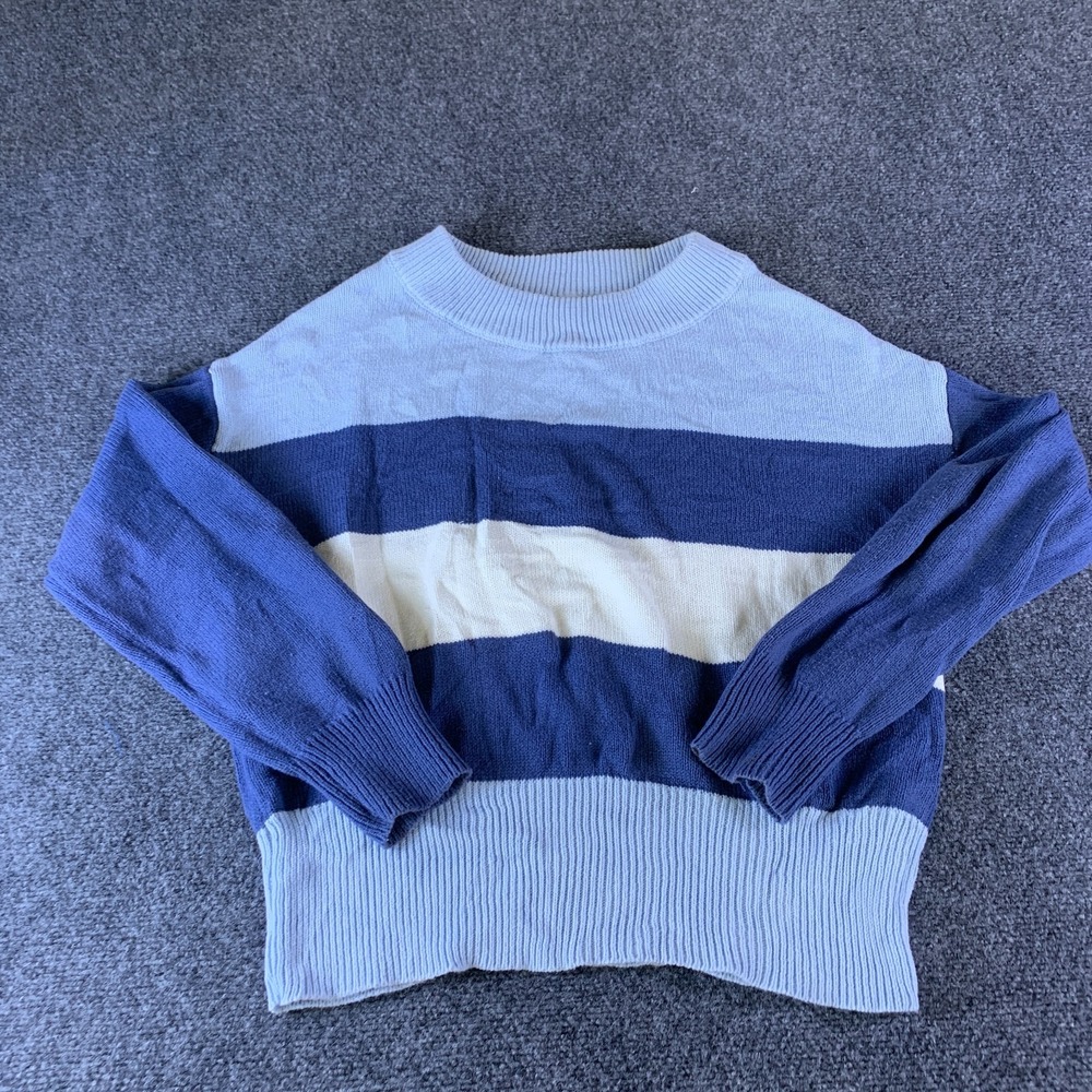 Lucky Brand Sweater Womens Medium Multi Colorblock Tight Knit Crew Neck Outdoor